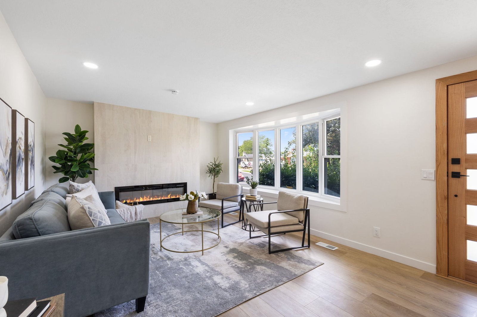 Home Remodeling Utah County — Same Home, Completely Different Experience After After photo of a completed living room home remodeling project in Utah County